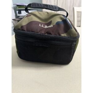 LL Bean Camo Insulated Lunch Bag Cooler Outdoor Travel Hiking Prep Zip Tote Gear
